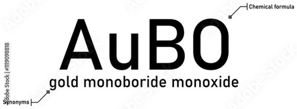 Fototapeta Gold monoboride monoxide chemical formula and synonyms with callout titles