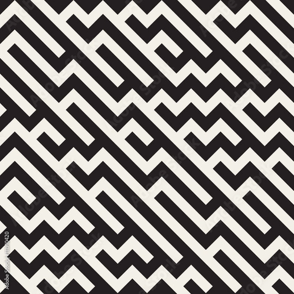 Fototapeta Vector Seamless Jumble ZigZag Lines Diagonal Geometric Pattern