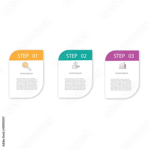 Fototapeta Business infographic template with 3 options or steps