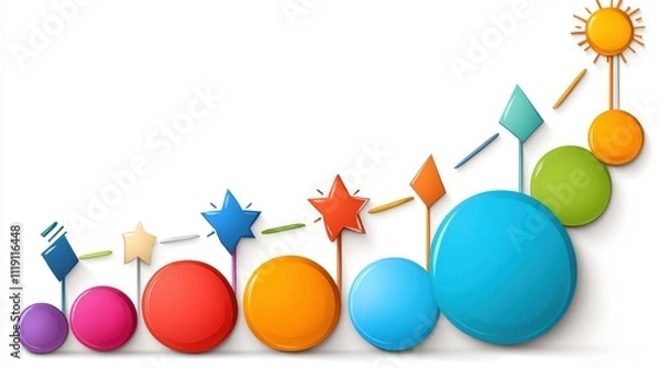 Fototapeta Colorful Graphical Elements Representing Growth and Progress in 3D Style