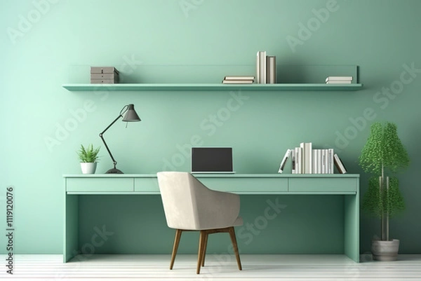 Obraz Awesome interior of modern office with blue wall