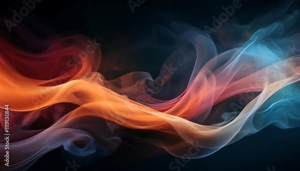 Fototapeta Abstract colorful smoke waves on a dark background.