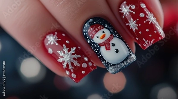 Obraz Beautiful bright manicure in New Year's style