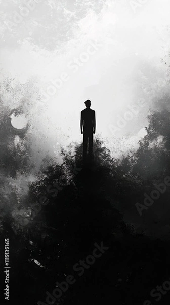 Fototapeta The illustration depicts a person who can no longer trust the other person due to the other person's betrayal, and is tormented by emotions such as anxiety and worry.