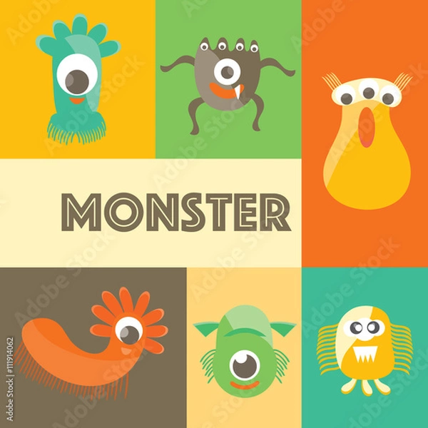 Obraz Cute monsters vector design illustration.