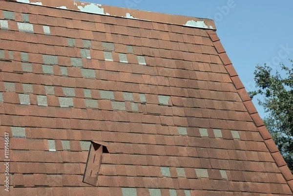 Fototapeta Multiple Missing Shingles on Mansard
