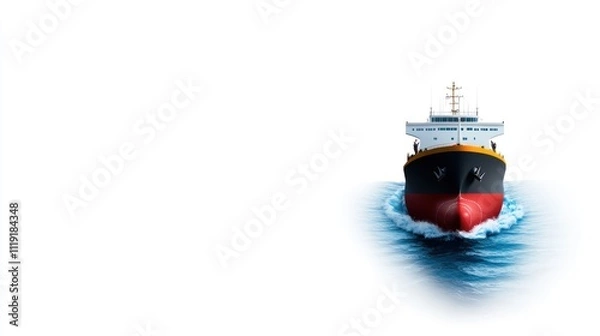 Fototapeta A large cargo ship navigating through water.