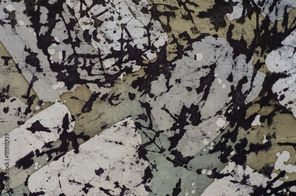 Fototapeta Abstraction, fragment, hot batik, background texture, handmade on silk, abstract surrealism art