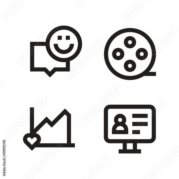 Obraz Web and Social Media Icon Set, Minimalist and Modern Design
