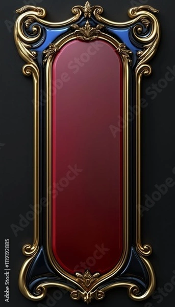 Fototapeta Elegant Ornate Gold Black And Red Frame Design
