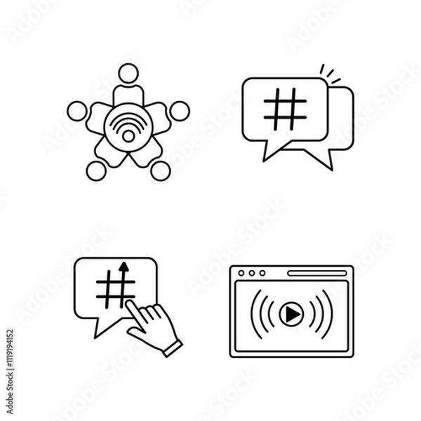 Obraz Web and Social Media Icon Set, Minimalist and Modern Design
