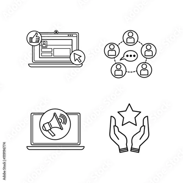 Obraz Web and Social Media Icon Set, Minimalist and Modern Design
