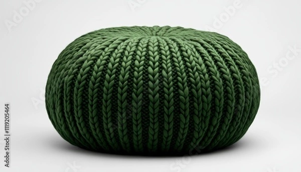Fototapeta dark green knitted pouf with textured design