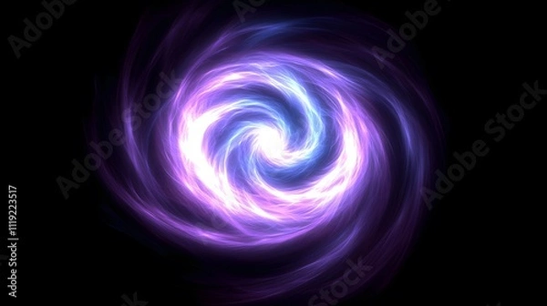 Obraz A swirling vortex of light set against a purple and black background, creating a dramatic and dynamic visual effect. Ideal for abstract art, sci-fi themes, and creative projects.