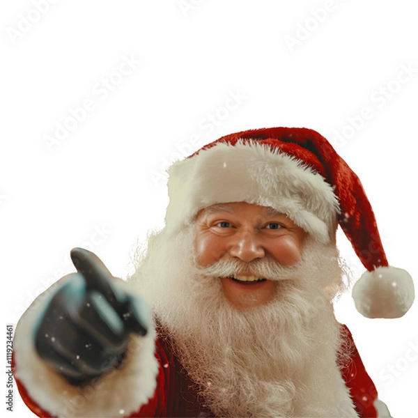 Fototapeta Santa Claus Pointing Forward Wearing Red Hat and White Beard