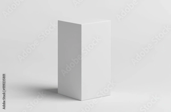 Fototapeta White vertical rectangular box mockup on a clean background for branding designs.