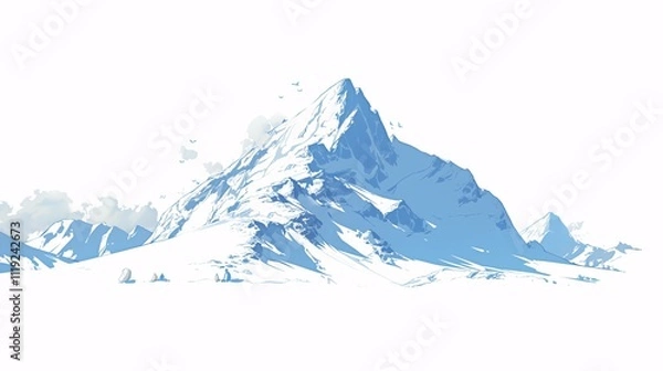 Obraz 白い背景と大きな氷山のシンプルなイラスト