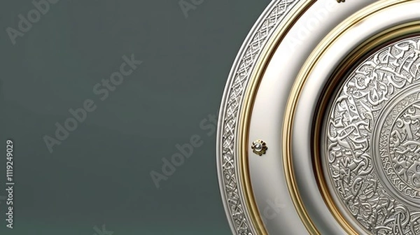 Obraz Ornate silver plate with gold accents.