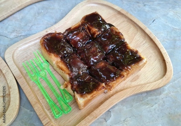 Fototapeta Bread topped with chocolate