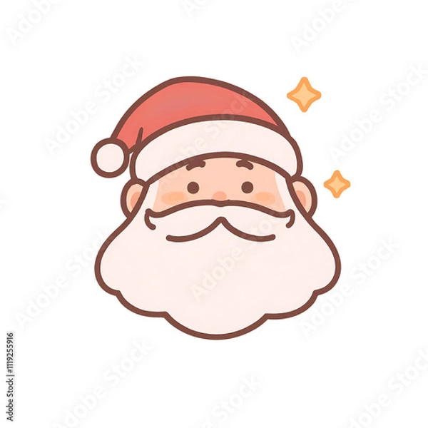 Fototapeta Minimal vector art of a chubby Santa Claus in watercolor cartoon style. Simple and festive design on transparent background. Perfect for a variety of your holiday projects.