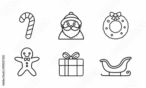 Fototapeta set of christmas icons and white illustrations	
