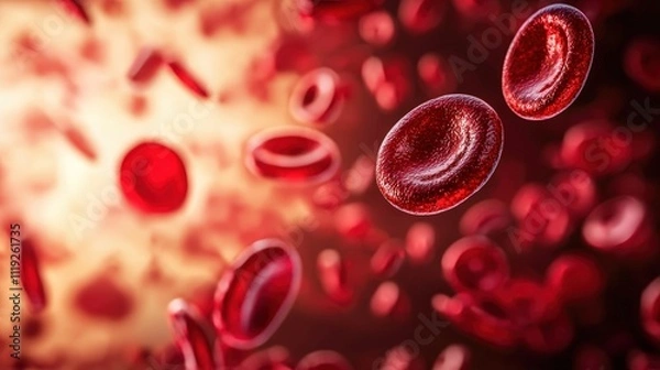Obraz High-Resolution Close-Up of Red Blood Cells in Motion