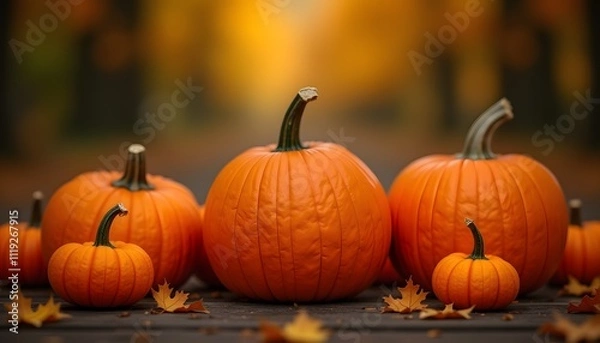 Obraz Autumnal Pumpkin Abundance: A Harvest Gathering of Gourds