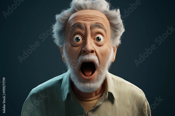 Obraz Man with shocked expression cartoon style exaggerated facial features