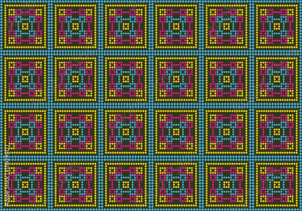 Fototapeta Seamless pixel and zigzag geometric pattern design.