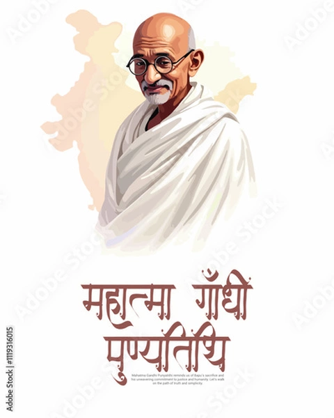 Fototapeta Happy Mahatma Gandhi punyatithi social media post banner template
