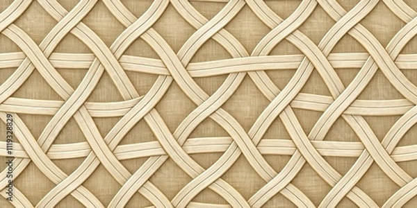 Fototapeta Intricate Woven Wood Pattern on Neutral Fabric Background