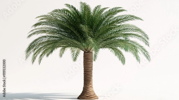 Obraz A single, isolated date palm tree against a white background.