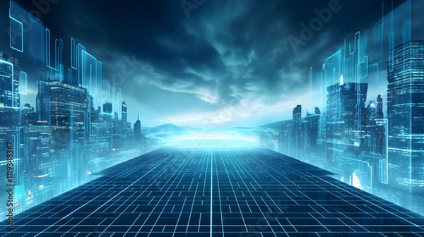 Fototapeta Cyber winter background, copy space for text