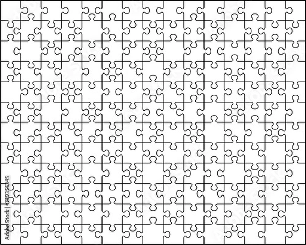 Obraz Illustration of big white puzzle, separate parts	