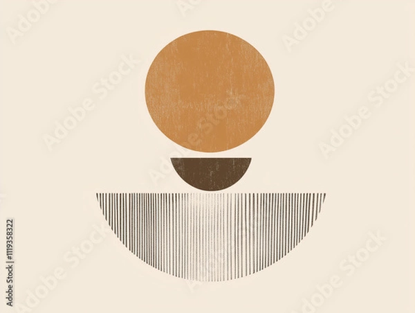 Fototapeta Minimalist abstract composition with geometric shapes and textured lines.