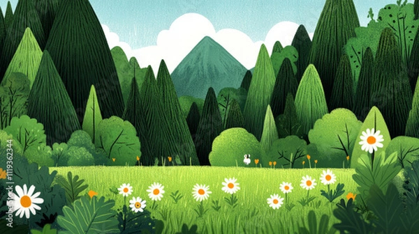 Obraz nature-inspired illustrations exploring forests, mountains, and meadows