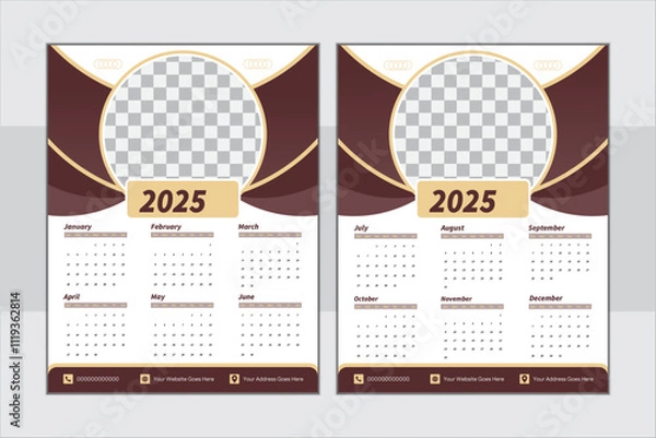 Fototapeta calendar design, wall calendar 2 pages.
