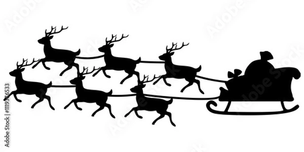 Obraz SILHOUETTE OF A REINDEER TRAIN AT CHRISTMAS