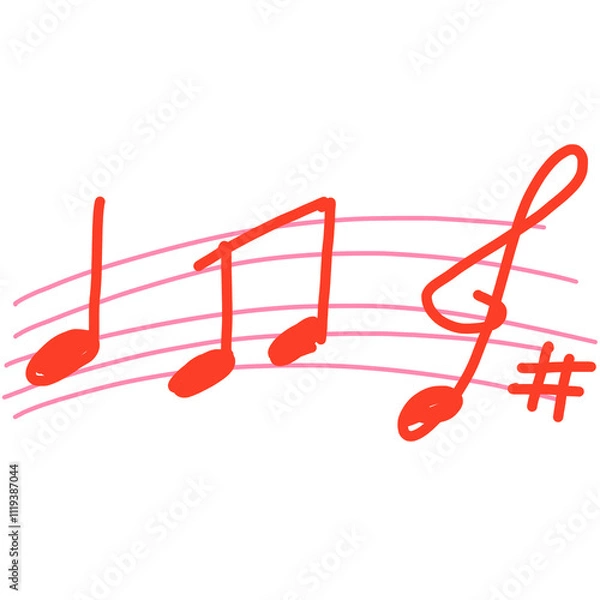 Fototapeta red music notes 