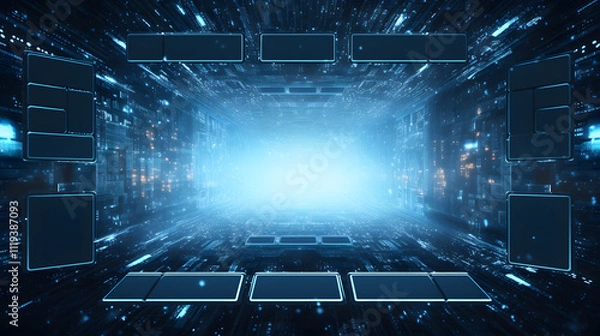 Fototapeta Cyber winter background, copy space for text