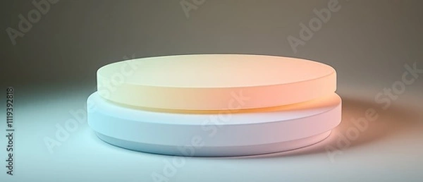 Fototapeta Two circular platforms with soft lighting, creating a modern and minimalist aesthetic 