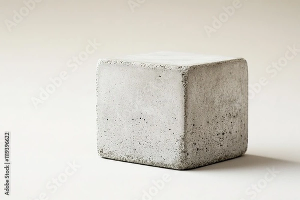 Obraz Minimalist concrete cube on neutral background, simplicity