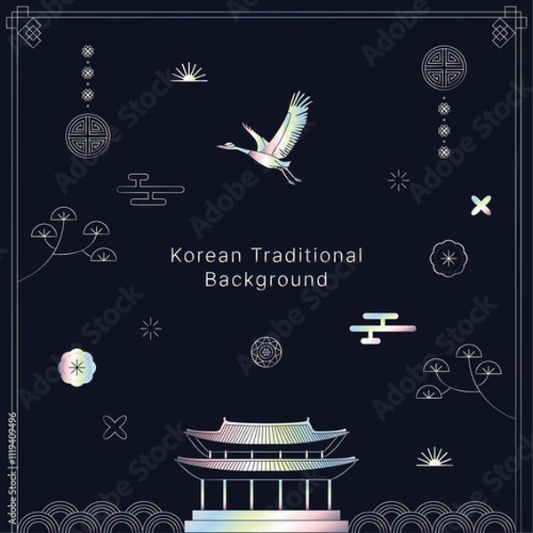 Obraz 한국 전통 백그라운드 일러스트 디자인