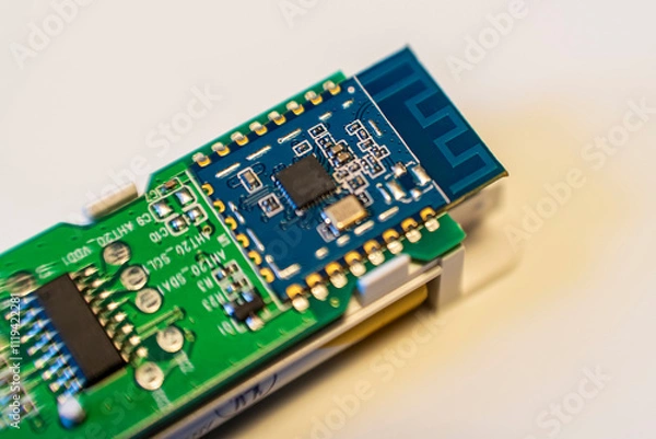 Fototapeta Wireless PCB module detail for electronics project