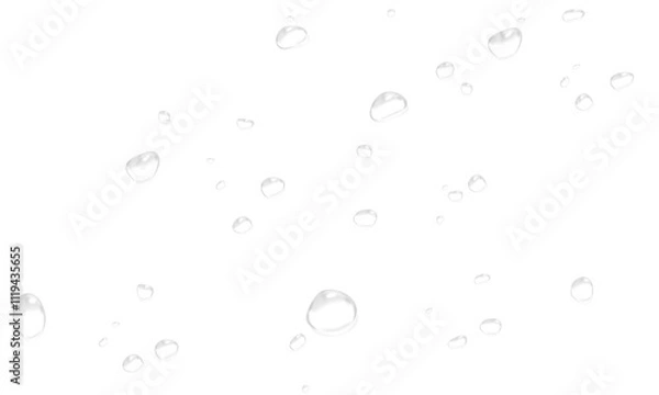 Fototapeta Vector water drop, drops, droplets. PNG drops, condensation on glass, on various surfaces. Realistic drops on a transparent background. Rain and dew.