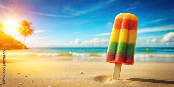 Fototapeta Kid Popsicle Icon - Flat Vector Illustration for Web Design, Perfect for Summer Themes, Childrenâ€™s Products, and Fun Graphics, Emphasizing Bright Colors and Playful Elements