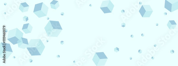 Obraz Grey Cubic Background Blue Vector. Geometric Isometric Design. Blue-gray Cube Toy Texture. Explosion Template. Gray Modern Box.