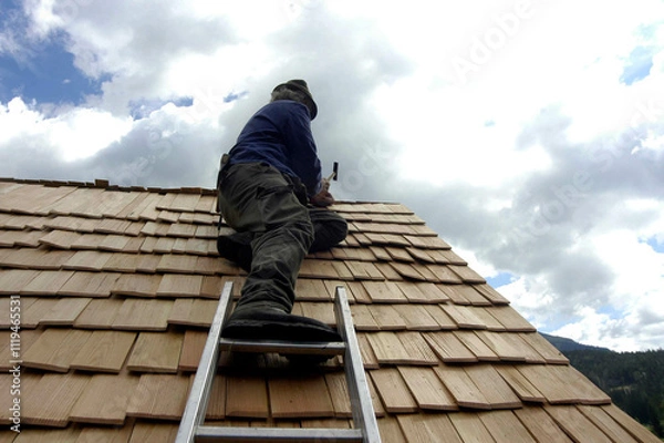 Fototapeta roof shingles on a house