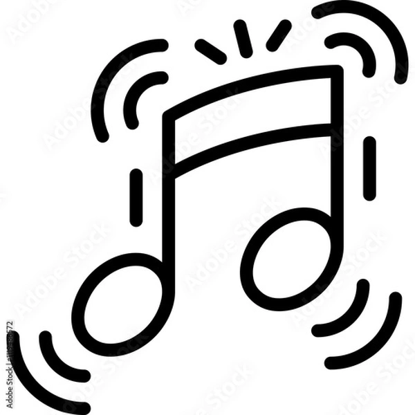Fototapeta sixteenth note in music moves like rhythm or cadence outline icon