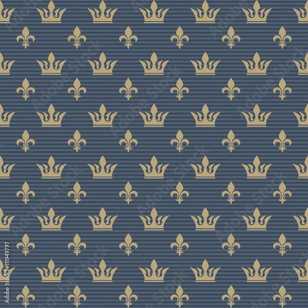 Fototapeta Seamless pattern crown and lily